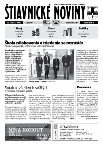 Štiavnické noviny: október 2025 (2.&nbsp;číslo&nbsp;v&nbsp;mesiaci)