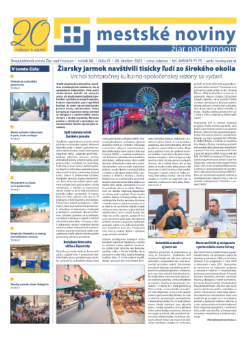 Mestské noviny Žiar nad Hronom: október 2025 (2.&nbsp;číslo&nbsp;v&nbsp;mesiaci)