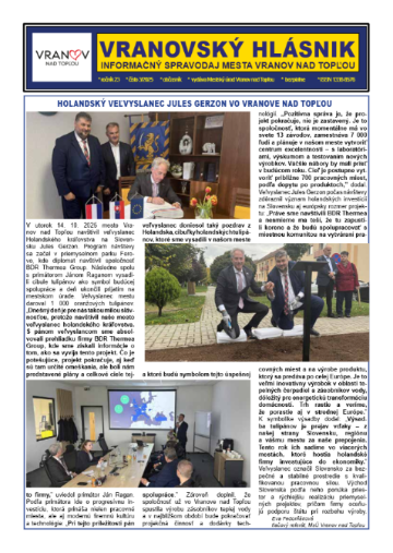 Vranovský hlásnik: november 2025 (3.&nbsp;číslo&nbsp;v&nbsp;mesiaci)