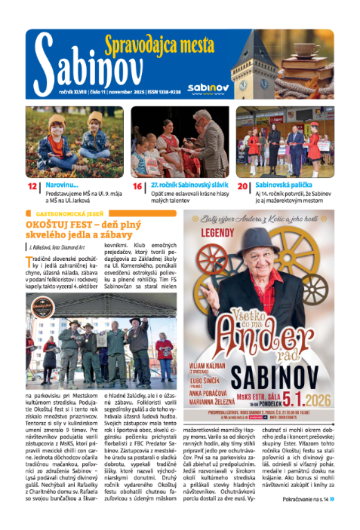 Spravodajca mesta Sabinov: november 2025