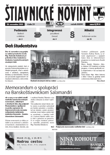 Štiavnické noviny: november 2025 (2.&nbsp;číslo&nbsp;v&nbsp;mesiaci)